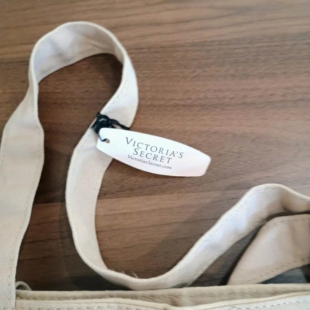Victoria's Secret Gold Glitter and Cream Tote Bag